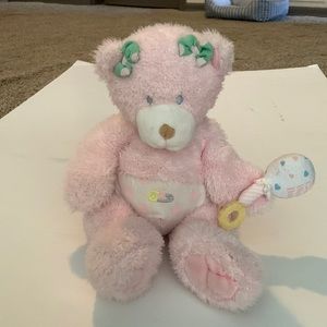Plush pink bear with working rattle
